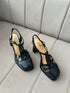 Women Vintage Close Square Toe Strap Block Heels